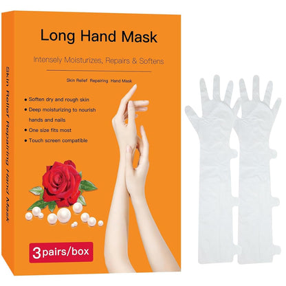 3 Pairs Moisturizing Hand Mask with Avocado and Shea Butter Oil effectively soothes and repairs dry, rough hands. Natural plant-based gloves suitable for both men and women.