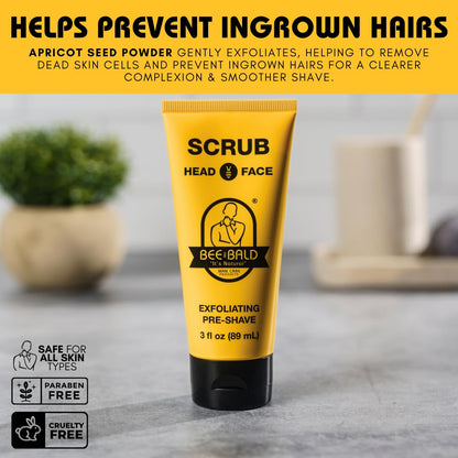 Bee Bald SCRUB Scalp Exfoliator for Men, Head Pre Shave Exfoliant, 3 fl oz
