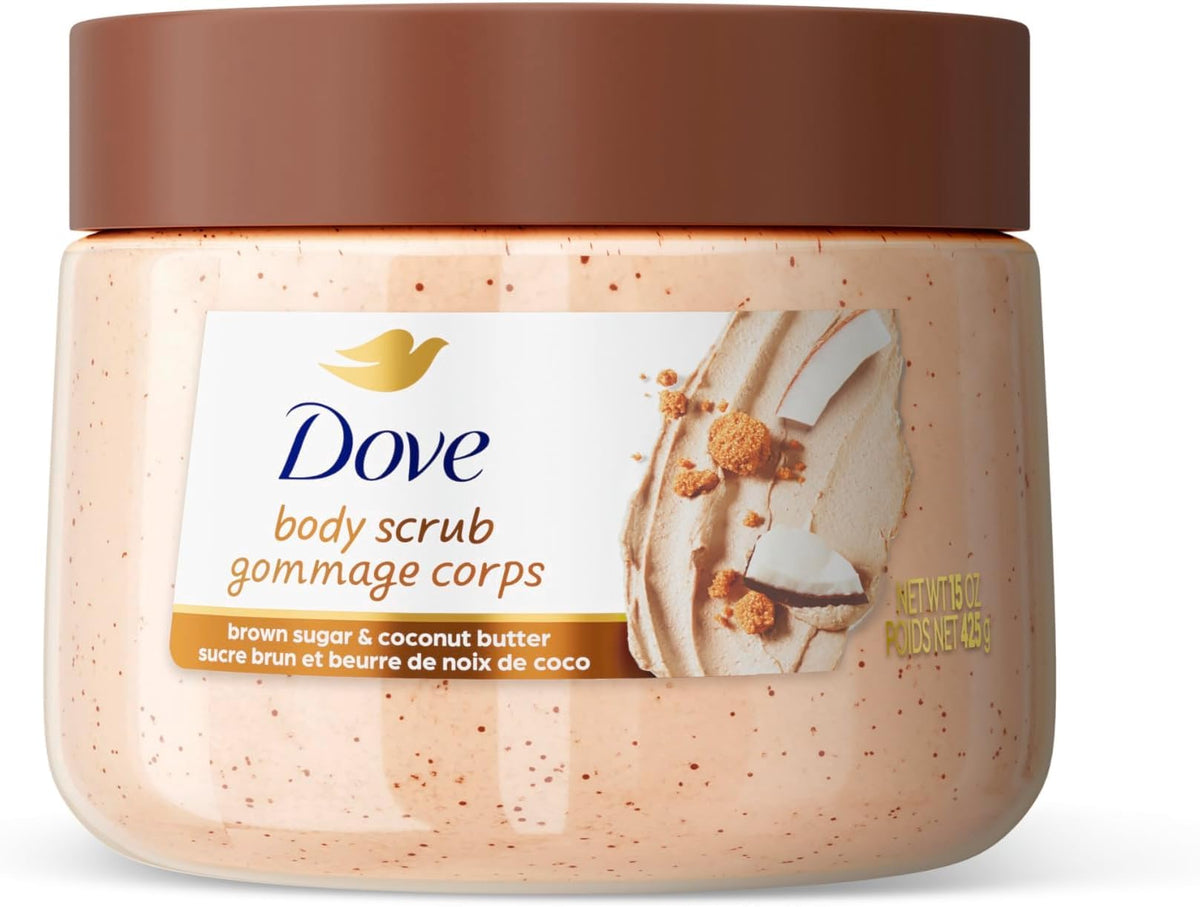 Dove Brown Sugar and Coconut Butter Body Scrub Exfoliates and Deeply 15 oz