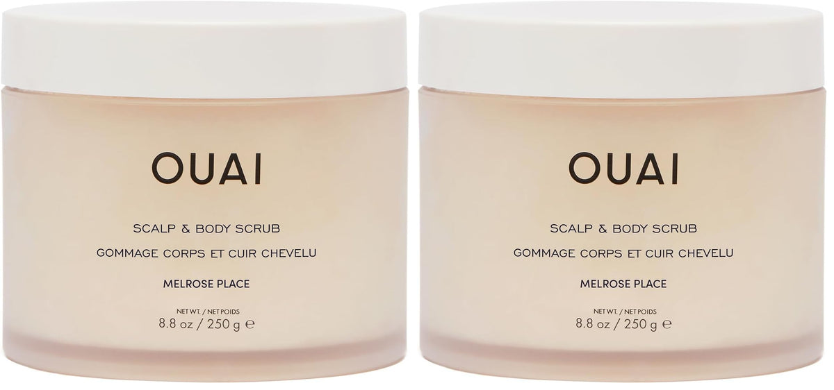 OUAI Scalp & Body Scrub, St. Barts - Exfoliating Body Scrub with Sugar & Coconut Oil Blend for Smooth, Moisturized Skin - Gentle Scalp Exfoliator for Removing Product Build Up (8.8 Oz)