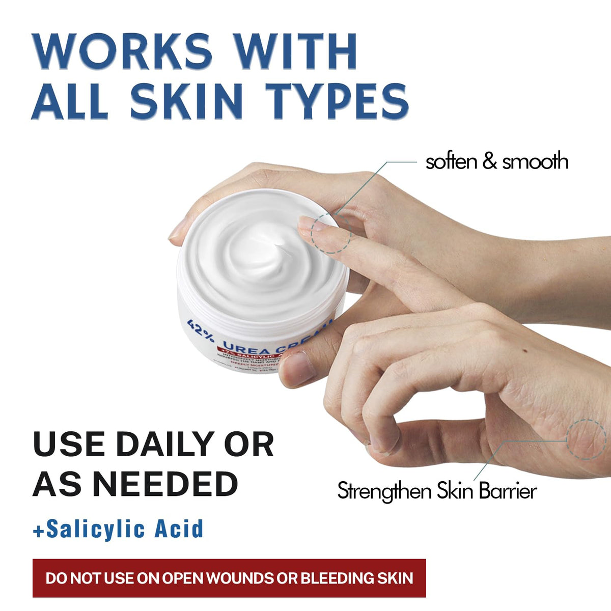 OUKEYA Urea Cream 42% to Soften & Smooth Dry, Cracked, Rough Skin
