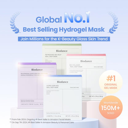 BIODANCE Hydro Cera-nol Real Deep Mask, Hydrating Overnight Hydrogel Face Mask, Moisturizing, Redness Reducing, Quick Soothing, After Sun Care, Sunburn Relief, Korean Skin Care |1.19oz(34g) x4ea