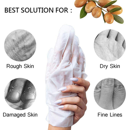 5 Pair of Argan Oil Hand Mask, Hydrating Hands Mask, Deep Conditioning Mask, Intense Repair for Those with Dry, Callus, Chap,Darkness and Pigmentation, Best Hydration Hand Treatment Masque- Men Women