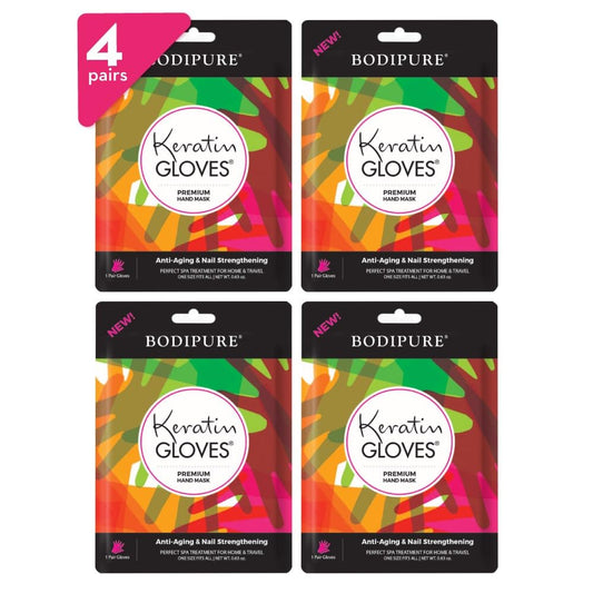 Bodipure Hand Mask Premium 4pk, K-Beauty Keratin, Deep Moisture, Nail Care