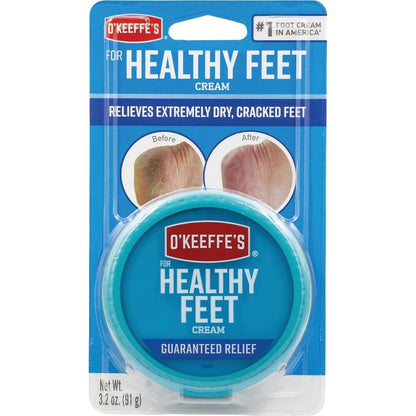 O'Keeffe's for Healthy Feet Foot Cream - 3.2 oz Jar (2 Pack) - Guaranteed Relief for Extremely Cracked, Dry Feet, Repairing Skincare, Instantly Boosts and Retains Moisture Levels