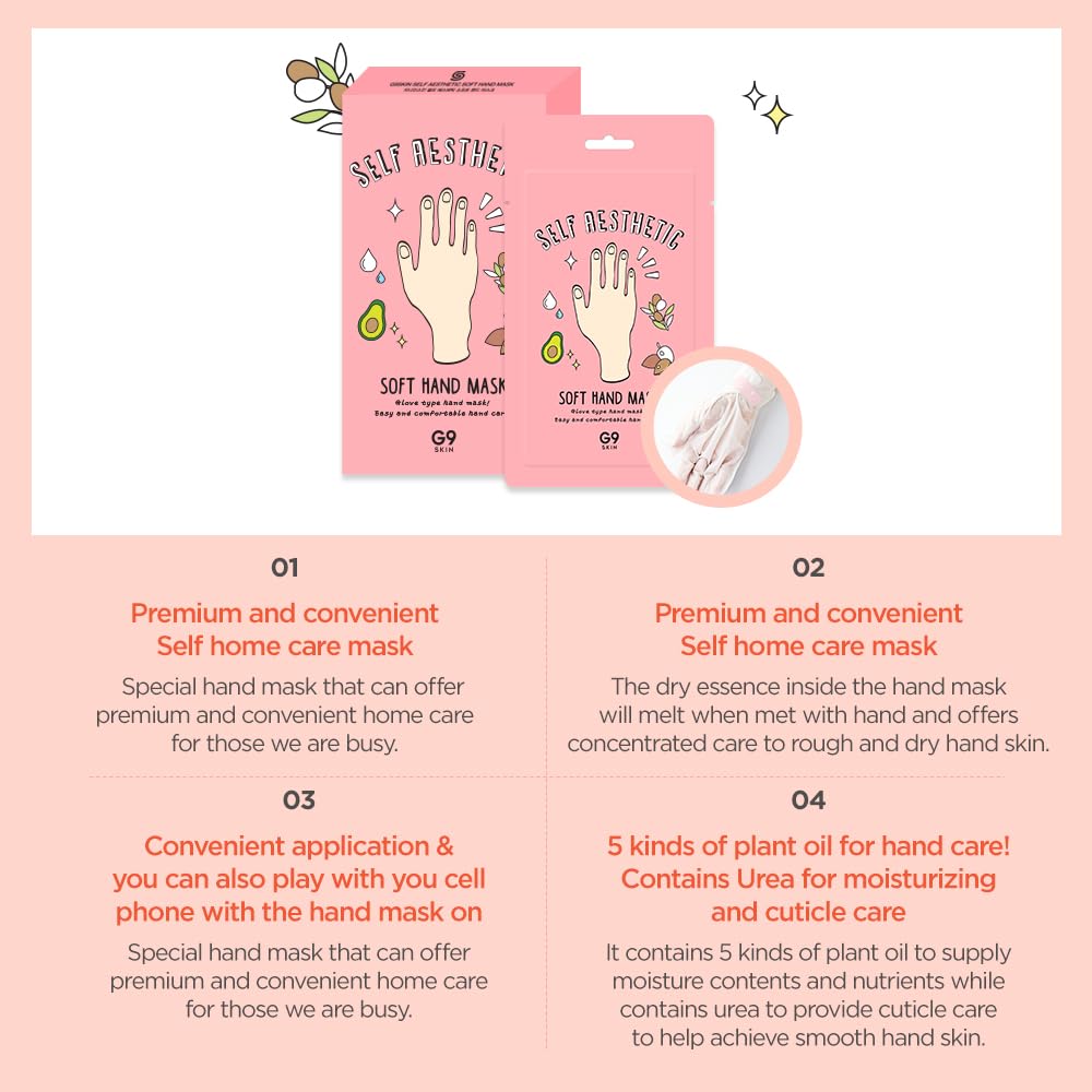 G9SKIN Korean Soft Hand Mask Gloves for Dry Rough Skin, 5Pairs