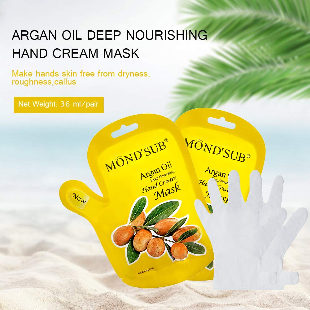 5 Pair of Argan Oil Hand Mask, Hydrating Hands Mask, Deep Conditioning Mask, Intense Repair for Those with Dry, Callus, Chap,Darkness and Pigmentation, Best Hydration Hand Treatment Masque- Men Women