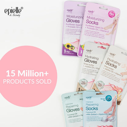 Epielle Moisturizing Hand Mask 6 Pairs, Soften with Sunflower Seed Oil & Vitamin E, Deep Moisturizing Gloves for Dry, Cracked Hands, Self Care Gifts for Women, Spa Kit
