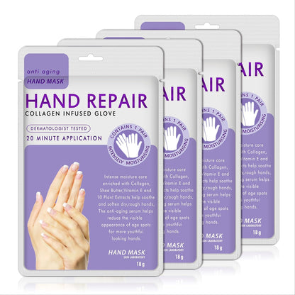 AIQIUSHA 4 Pack Hands Moisturizing Gloves, Hand Spa Mask Infused Collagen, Serum + Vitamins + Natural Plant Extracts for Dry, Cracked Hands, Moisturizer Hands Mask, Repair Rough Skin for Women&Men