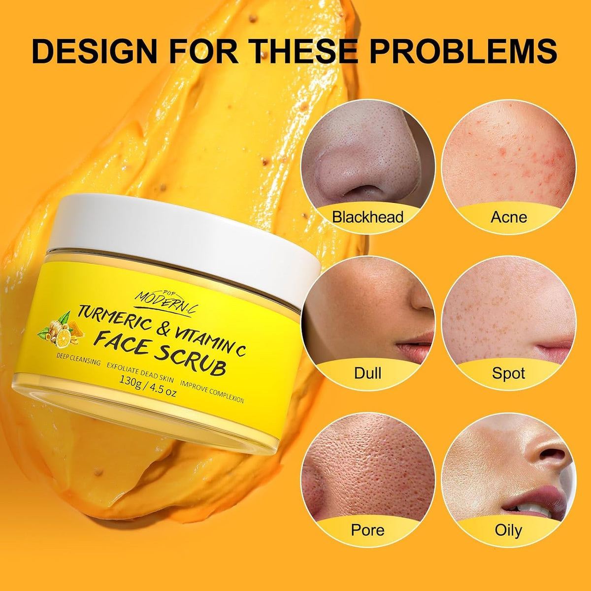 Vitamin C Turmeric Face Scrub Facial Scrub Exfoliating Dark Spot Exfoliator