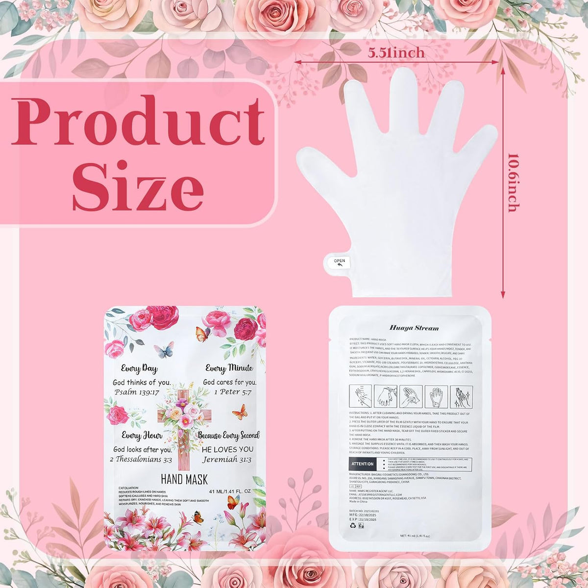 Loopeer 24 Pcs Christian Gifts for Women Rose Hand Mask Gloves Bulk