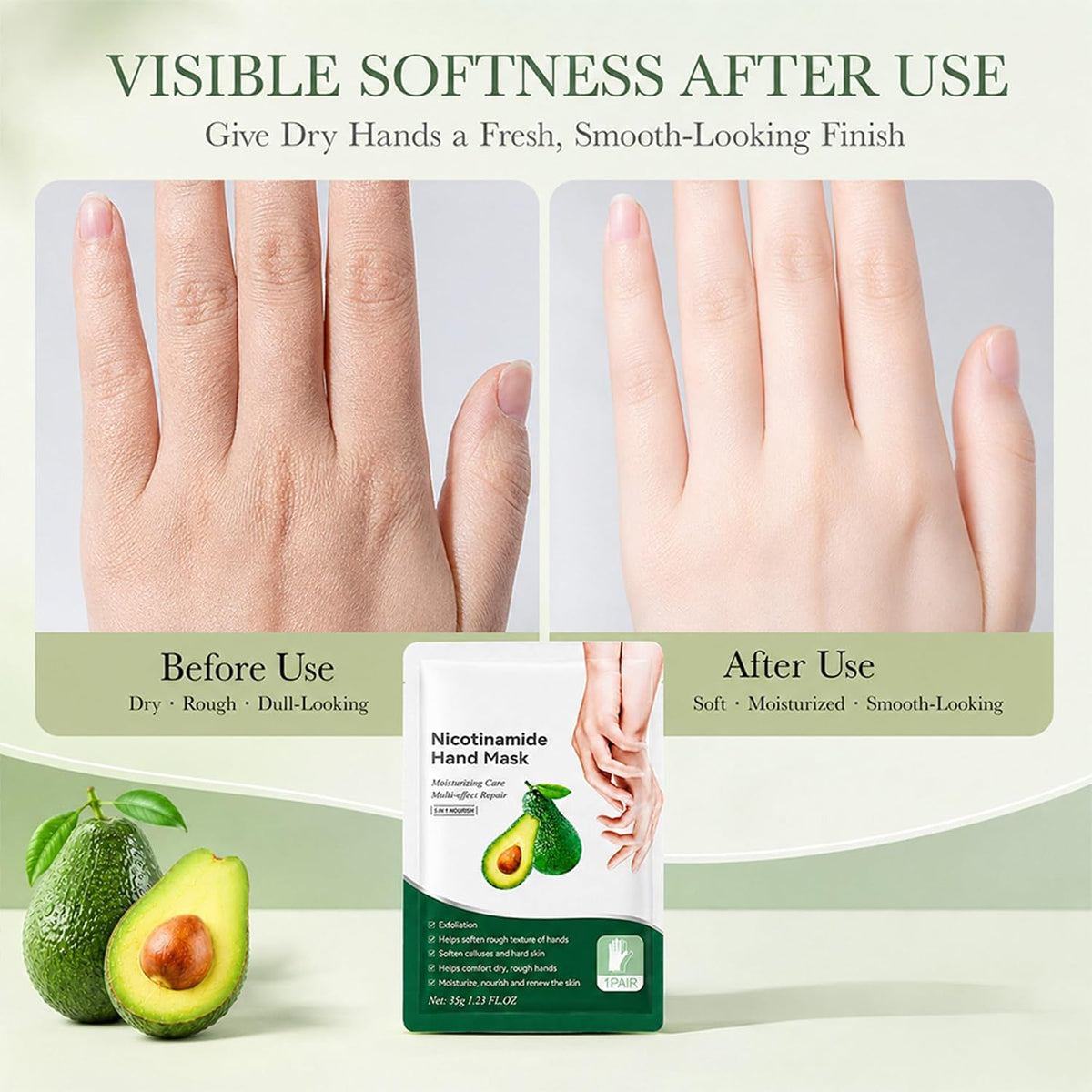 Avocado Hand Masks Moisturizing Glove, 5 Pairs Hand Peeling Mask