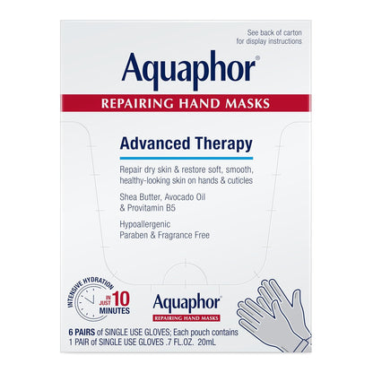 Aquaphor Advanced Therapy Repairing Hand Masks, 6 Masks x 0.7 FL OZ