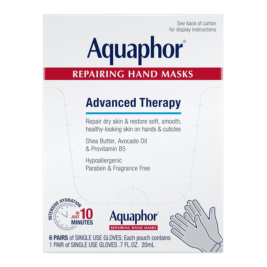 Aquaphor Advanced Therapy Repairing Hand Masks, 6 Masks x 0.7 FL OZ