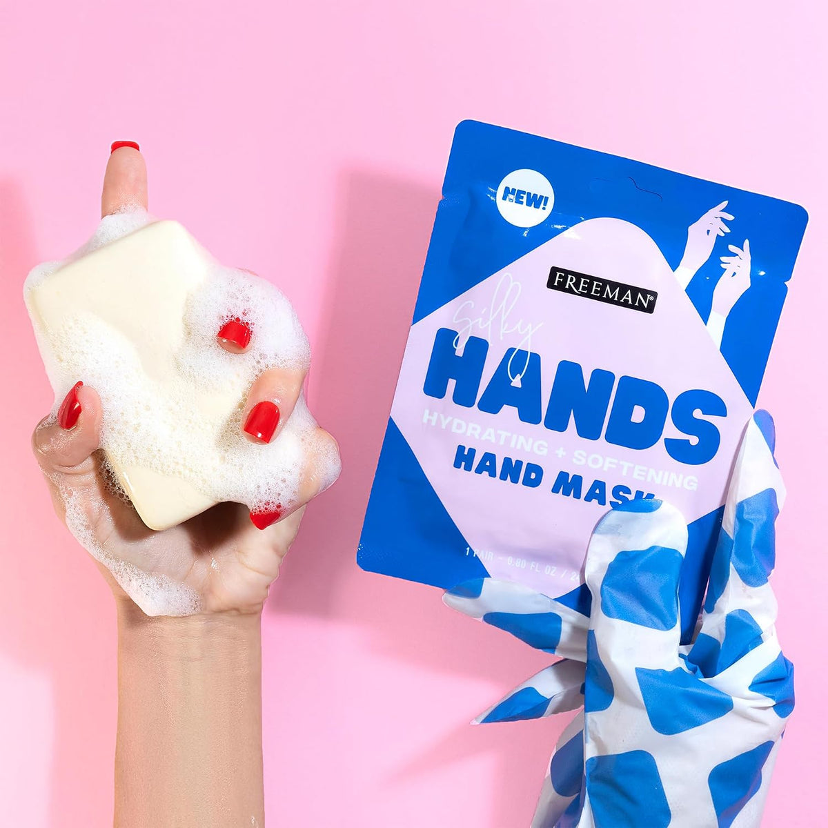 Freeman Silky Hands Hand Mask 2-Pack, Moisturizing Gloves with Coconut Oil