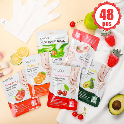 48 Pcs Fruits Beauty Hand Mask Bulk for Women Girl Sister