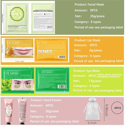 Spa Party Supplies for Women, Spa Party Favors,Facial Masks,Foot Mask,Under Eye Patches,Hand Mask,Hand Cream,Lip mask,Spa Day Kit,Birthday Baby Shower Gifts for Women Sleepover, Skin Care Set