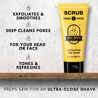 Bee Bald SCRUB Scalp Exfoliator for Men, Head Pre Shave Exfoliant, 3 fl oz