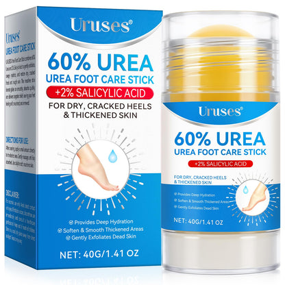 Uruses 2Pack Urea Cream 60% plus Salicylic Acid 2% Urea Foot Care Stick,Foot Cream for Foot Callus Remover, Feet Moisturizer Stick for Dry Cracked Heels, Hands, Knees,Hydrating Heel Balm, Easy To Use