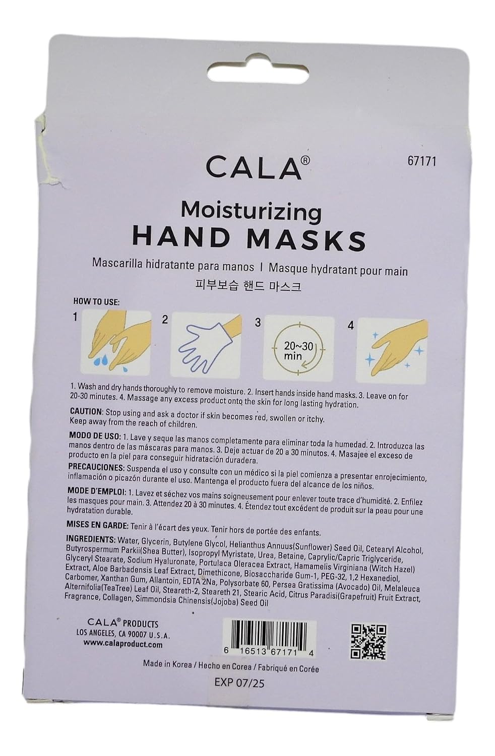 Cala Moisturizing hand masks 3 count, 3 Count