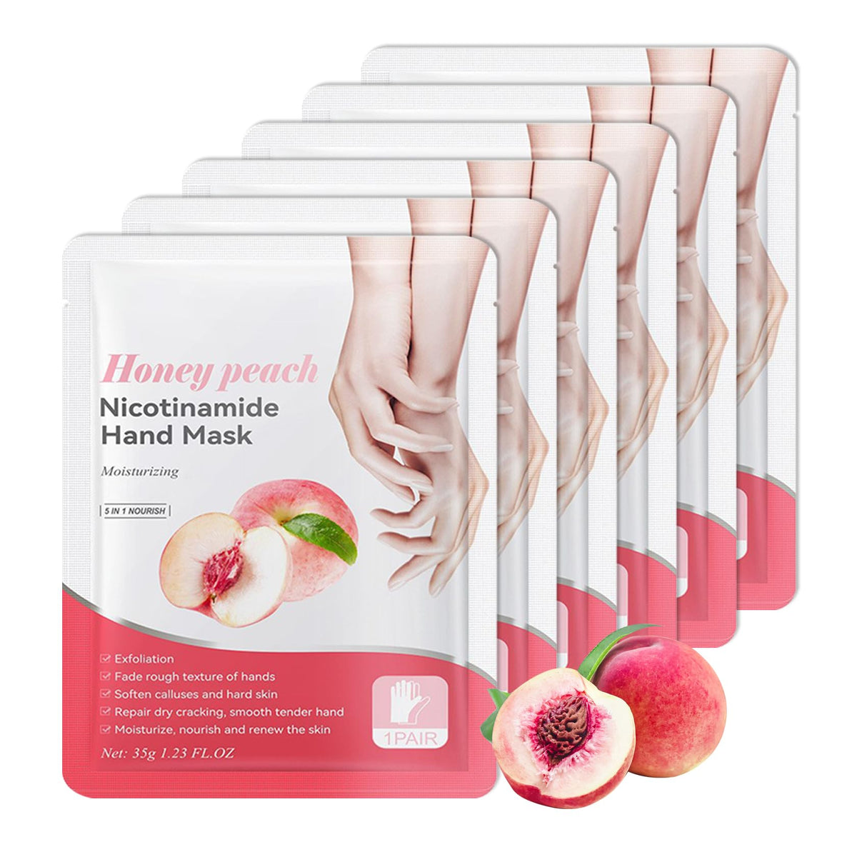 6 Pairs Hand Masks Moisturizing Gloves, Hydrating Hand Mask Moisturizer Gloves Care for Dry Cracked Hands, Smooth Long Lasting Soft Firming Hand Mask Gift Set for Men Women（A)