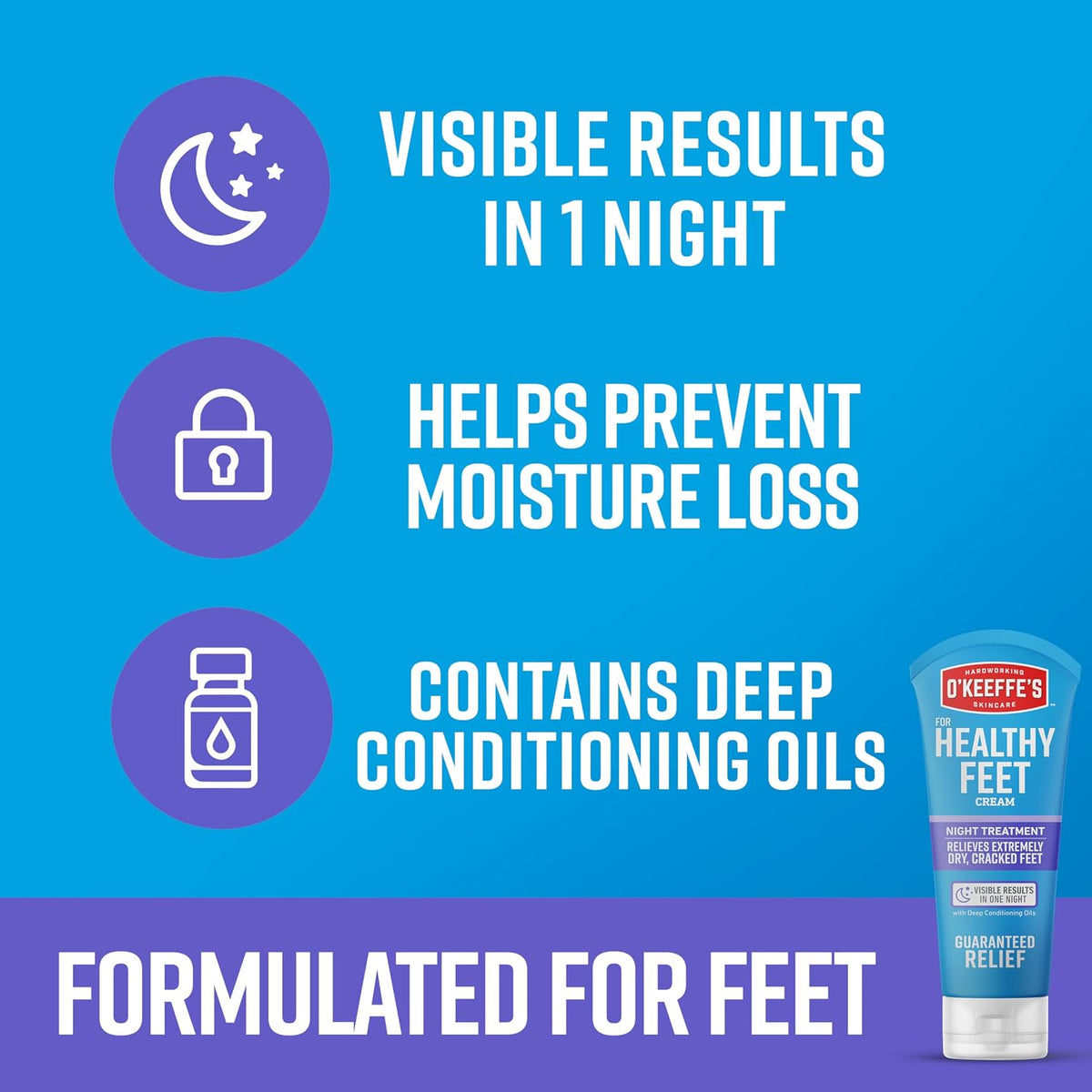 O'Keeffe's Night Treatment Combo Pack Including Working Hands Night Hand Cream, Healthy Feet Night Foot Cream and Lip Repair Night Lip Balm; Gift Idea