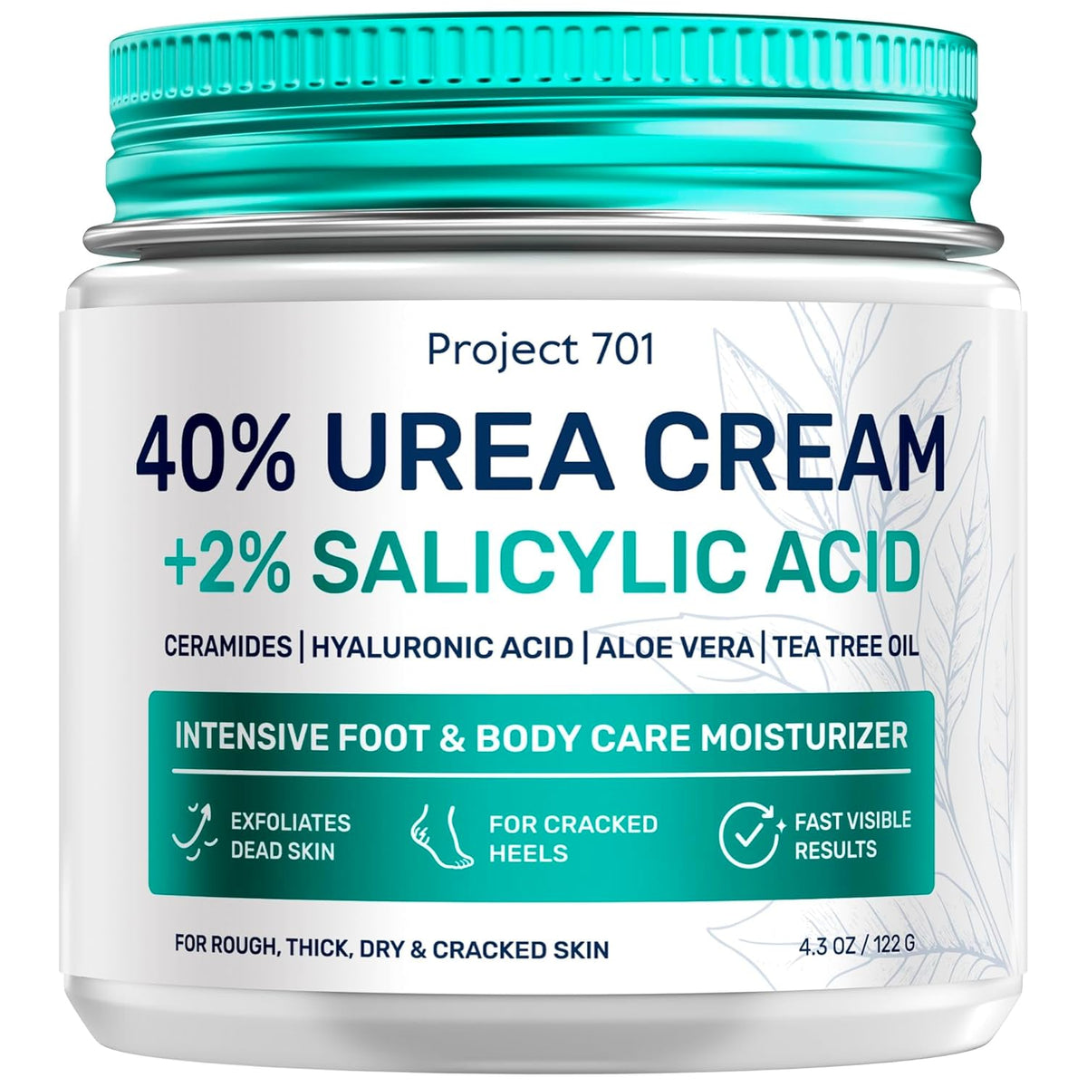 Urea Cream 40 Percent for Feet Maximum Strength - Urea Foot Cream and Callus Remover, Exfoliating Heels Cream with Salicylic Acid - Dry Cracked Foot Lotion Urea, Ceramides, Tea Tree Oil, 4.3 oz