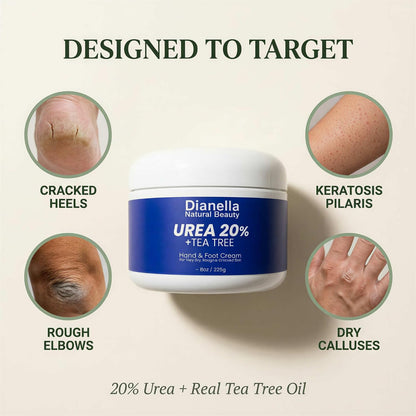 Dianella Urea 20% Foot & Hand Cream, 8 Oz Value Size for Cracked Heels