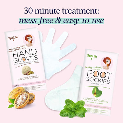 SpaLife Moisturizing Hand Gloves & Foot Mask Socks | Korean Skincare Set for Dry Cracked Hands & Dry Cracked Feet Callus Remover Alternative | Self Care Gifts for Women | 4 Hand, 4 Foot