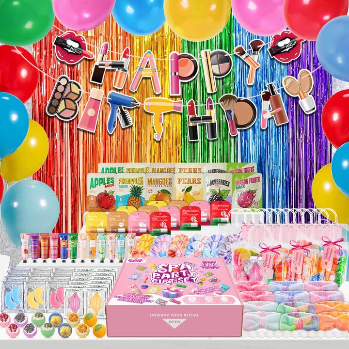 136 PCS Party Favors Bags for Eye Mask Lip Balm Hand Cream & Face Mask Skincare, Foot Spa Bath Bomb & Headband, Bachelorette Party, Retirement Graduation, Friendship, Sister & Birthday Gifts for Women