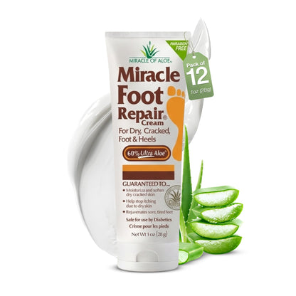 Miracle of Aloe - 8oz Foot Repair Cream + 1oz Hand Repair Cream