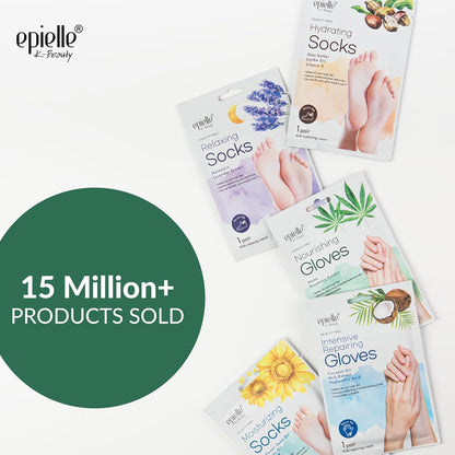 Epielle Nourishing Hand Mask 6 Pairs, Repair and Soften with Hemp & Rosemary Extract, Deep Moisturizing Gloves for Dry, Cracked Hands, Self Care Gifts for Women, Spa Kit