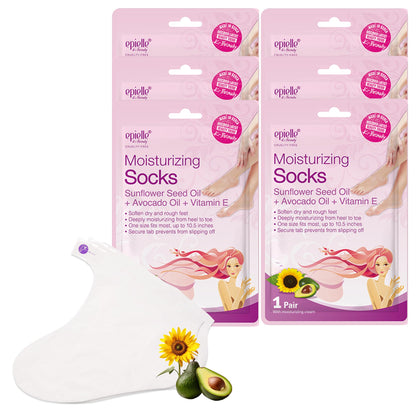 Epielle Moisturizing Hand Mask 6 Pairs, Soften with Sunflower Seed Oil & Vitamin E, Deep Moisturizing Gloves for Dry, Cracked Hands, Self Care Gifts for Women, Spa Kit