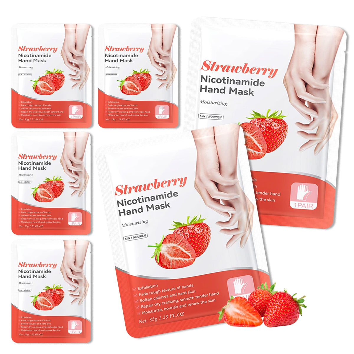 6 Pairs Hand Mask for Dry Cracked Hands,Nourishing Moisturizing Gloves,Hands Moisturizer for Deep Moisturizing,Silky Smooth Moisturizing Gloves,Hand Care Mask Set(A)