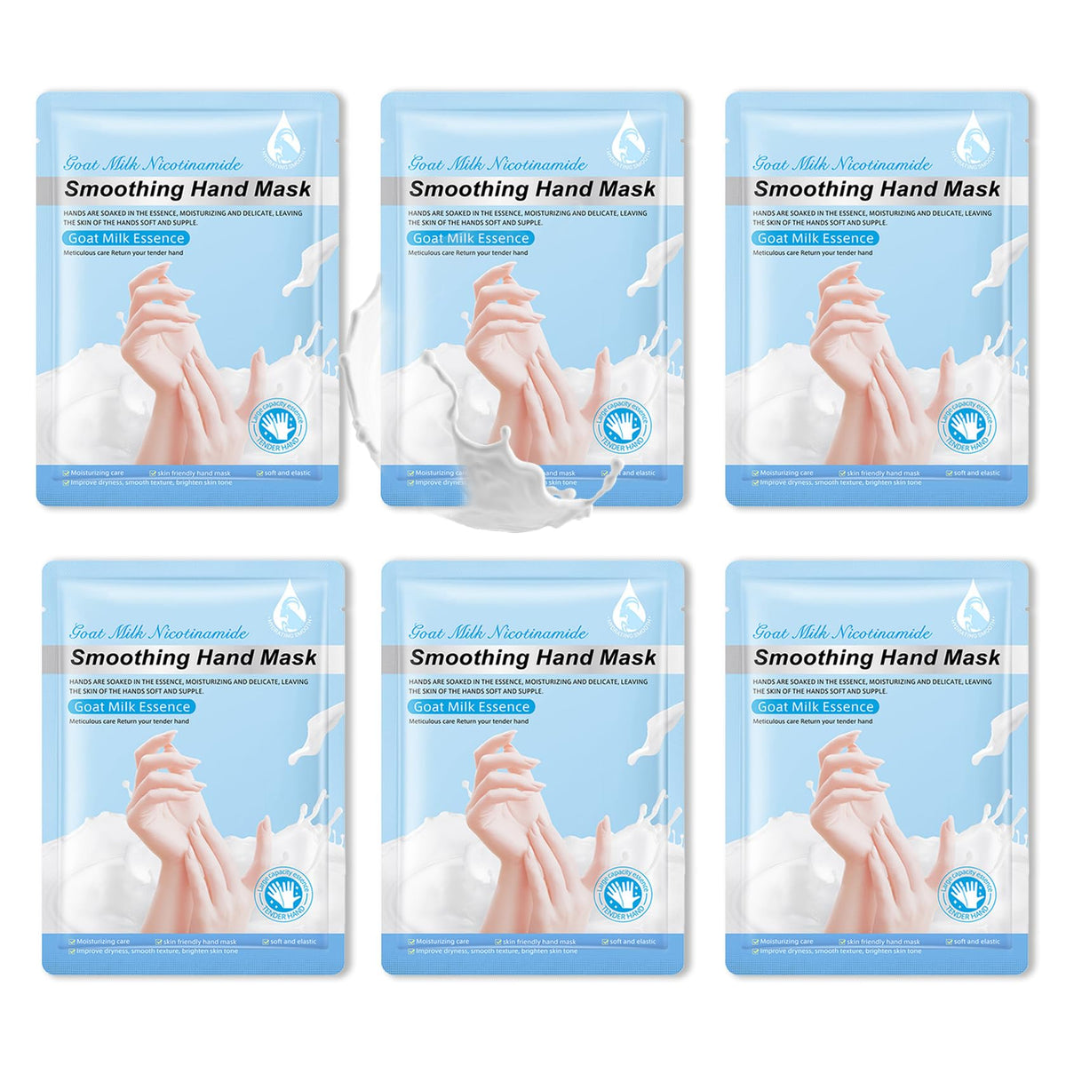 6 Pairs Hand Mask for Dry Cracked Hands,Nourishing Moisturizing Gloves,Hands Moisturizer for Deep Moisturizing,Silky Smooth Moisturizing Gloves,Hand Care Mask Set(A)