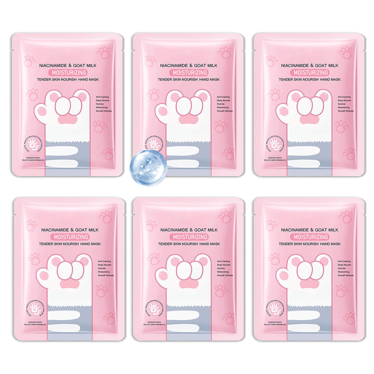 6 Pairs Hand Mask for Dry Cracked Hands,Nourishing Moisturizing Gloves,Hands Moisturizer for Deep Moisturizing,Silky Smooth Moisturizing Gloves,Hand Care Mask Set(A)
