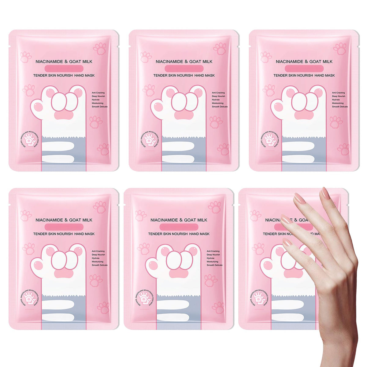 6 Pairs Hand Masks Moisturizing Gloves, Hydrating Hand Mask Moisturizer Gloves Care for Dry Cracked Hands, Smooth Long Lasting Soft Firming Hand Mask Gift Set for Men Women（A)