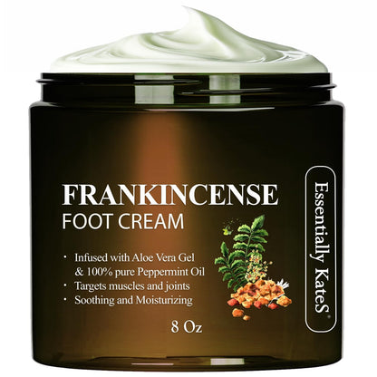Essentially KateS Peppermint + Eucalyptus Cooling Foot Cream 8 Fl Oz – Relieves Dry, Cracked, Tired Feet – Deep Hydration with Ceramides – Non-Greasy Formula