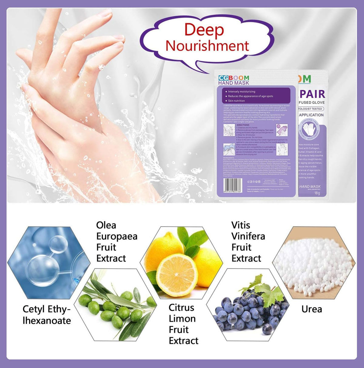 3 Pcs Moisturizing Hand Masks,Relieve and Soften Dry,Overworked,Aging Skin