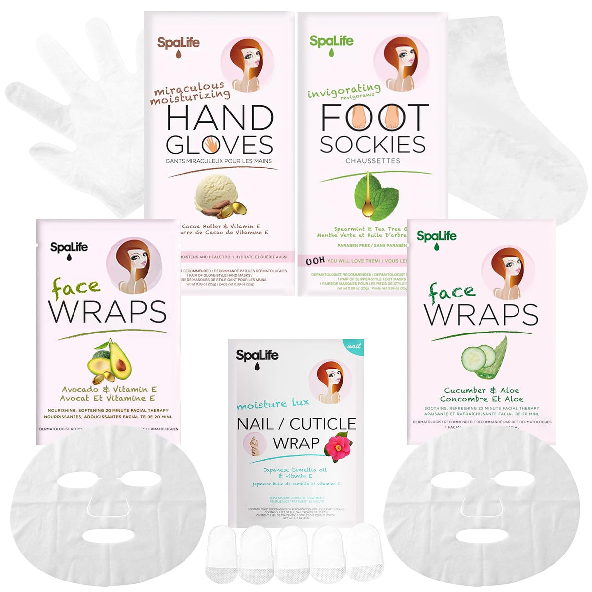 SpaLife Moisturizing Hand Gloves & Foot Mask Socks | Korean Skincare Set for Dry Cracked Hands & Dry Cracked Feet Callus Remover Alternative | Self Care Gifts for Women | 4 Hand, 4 Foot