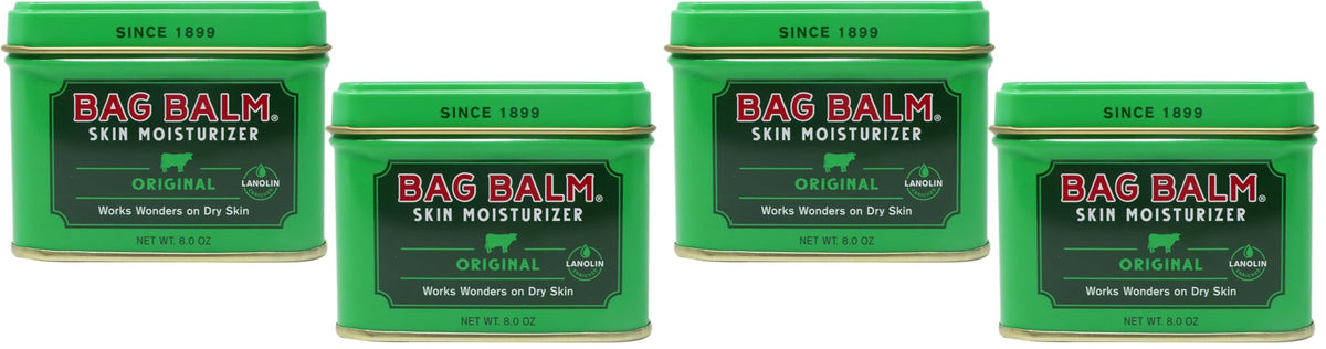 Bag Balm Vermont's Original Skin Moisturizer - Full Body Hydrating Skin Care: Dry Hands, Lips, Face, Feet & More - Unscented, Cruelty & Paraben Free - Day & Night, Men & Women (4oz Tin, Made in USA)