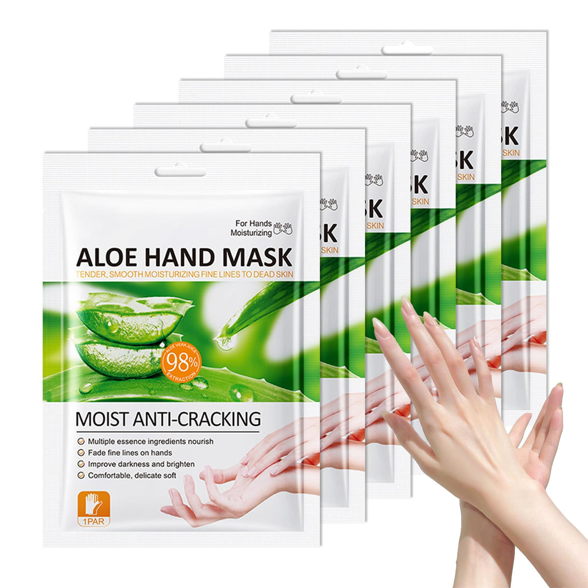 6 Pairs Hand Masks Moisturizing Gloves, Hydrating Hand Mask Moisturizer Gloves Care for Dry Cracked Hands, Smooth Long Lasting Soft Firming Hand Mask Gift Set for Men Women（A)