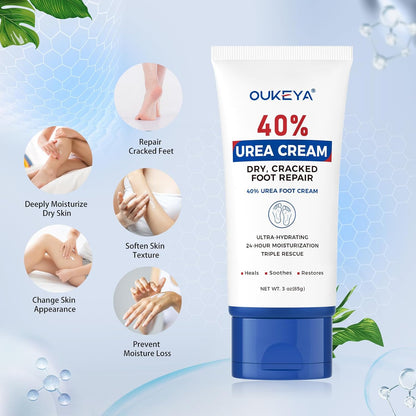 OUKEYA Urea Cream 40%, Foot & Hand Lotion for Dry Cracked Rough Skin