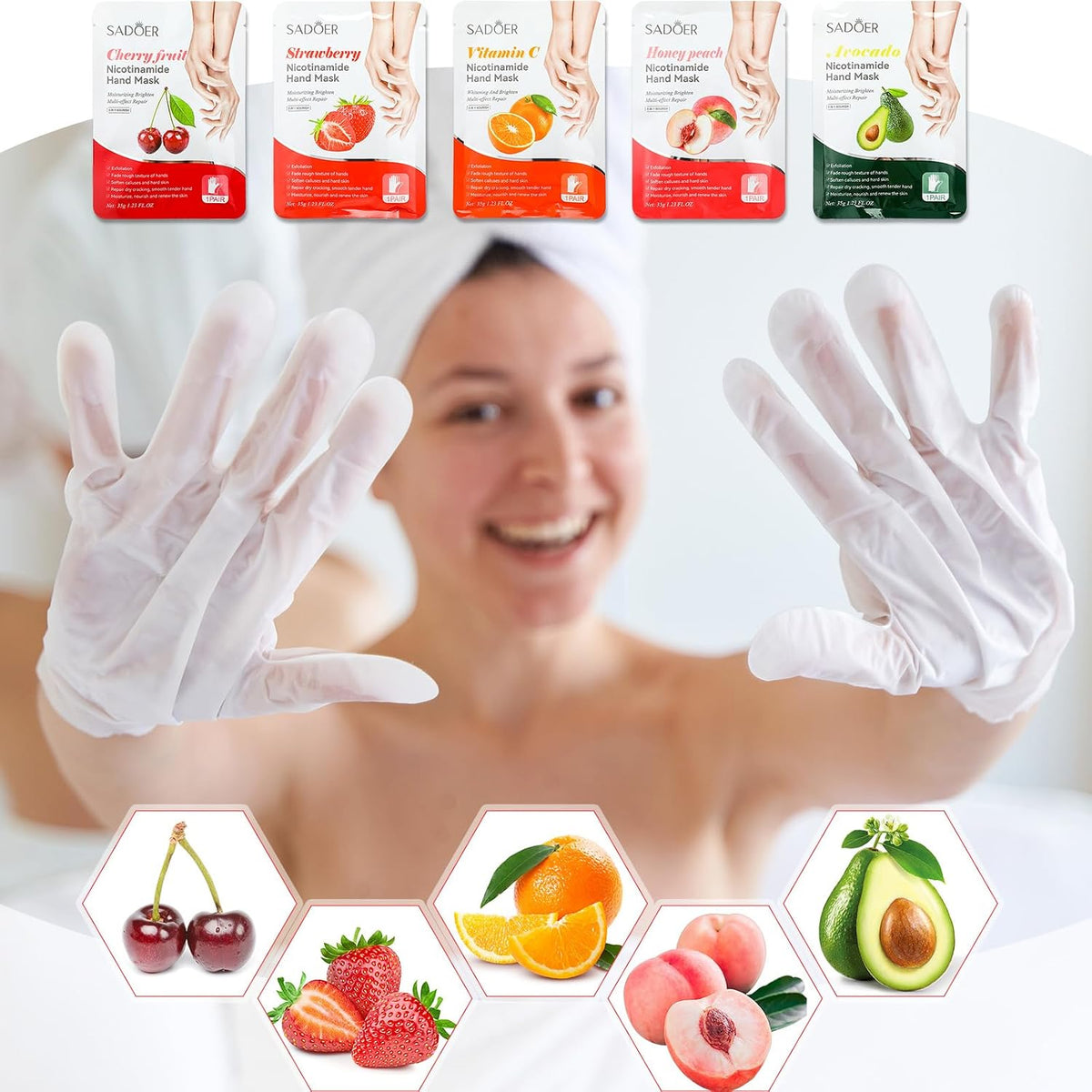 24 Pcs Fruits Beauty Hand Mask Bulk for Women Girl Sister