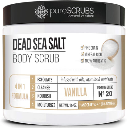 pureSCRUBS Premium Coconut Body Scrub Set, Exfoliating Dead Sea Salt Scrub