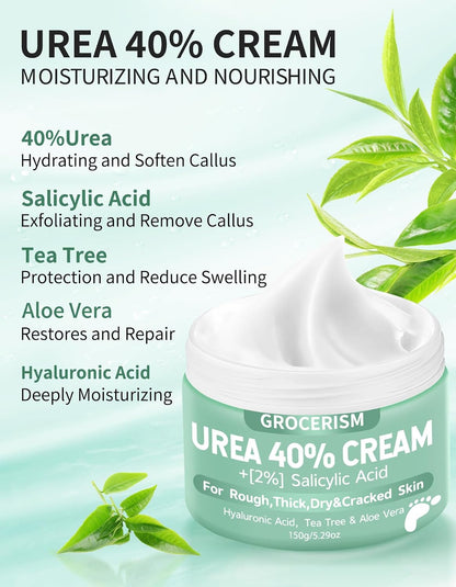 Grocerism Urea Cream 40% for Feet Maximum Strength Hand & Foot Cream 5.29oz