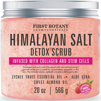 First Botany Body Scrub - Natural Exfoliating Salt Scrub & Body and Face Souffle helps with Moisturizing Skin, Acne, Cellulite, Dead Skin Scars, Wrinkles (Himalayan Salt)