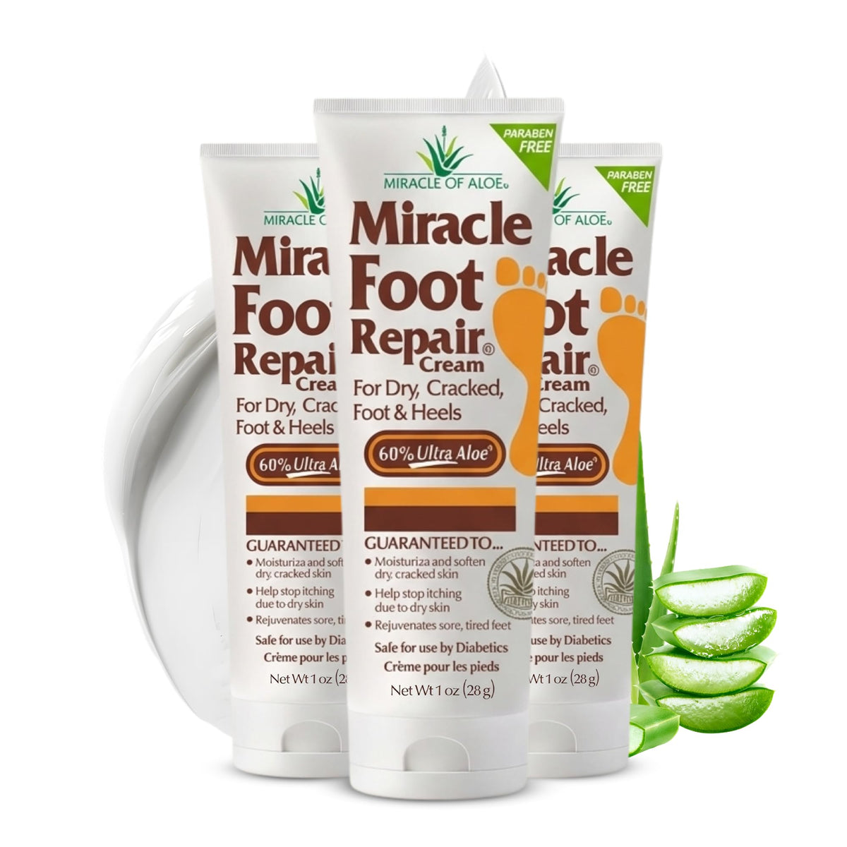 Miracle of Aloe - 8oz Foot Repair Cream + 1oz Hand Repair Cream