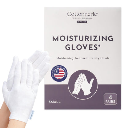 4 Pairs Cottonnerie Basics Cotton Gloves for Dry Hands Sleeping, Moisturizing Gloves Overnight, Hand Moisturizer Gloves, Moisture Gloves for Dry Hands Overnight, Sleeping Gloves, Medium