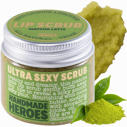 Handmade Heroes 100% Natural Lip Scrub, Vegan Conditioning Coconut Lip Exfoliator - Gentle Exfoliant, Ultra Sexy Sugar Lip Mask Polish and Scrubber for Chapped Dry and Dark Lips, 1oz (Coconut Sorbet)